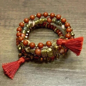 Beaded Wrap Bracelet with Tassels